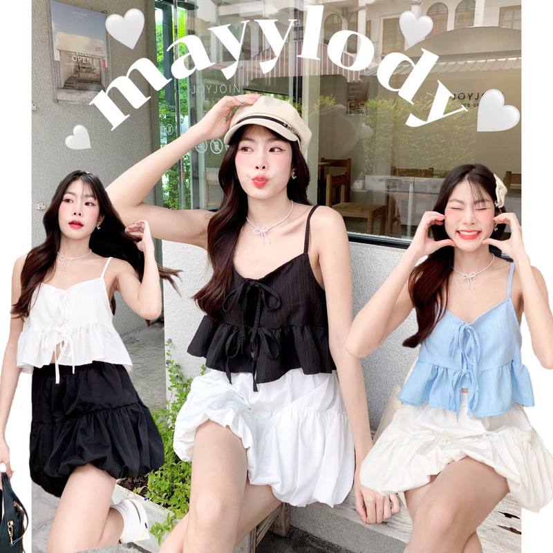 🎀mayylody🎀 สายเดี่ยว มินิ สไตล์เกาหลี สุดฮิต ใส่เป็นเลเยอร์ตัวนอกน่ารักสุดๆ ผ้านุ่มฟู ไปคาเฟ่ ไปทะเล  เสื้อสายเดี่ยว