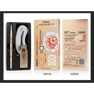 ชุดดินสอเขียนคิ้ว NOVO Eye brow nature ชุดเขียนคิ้ว + รีฟิลไส้ บล็อคคิ้ว กันน้ำ สีสวย -- 5146