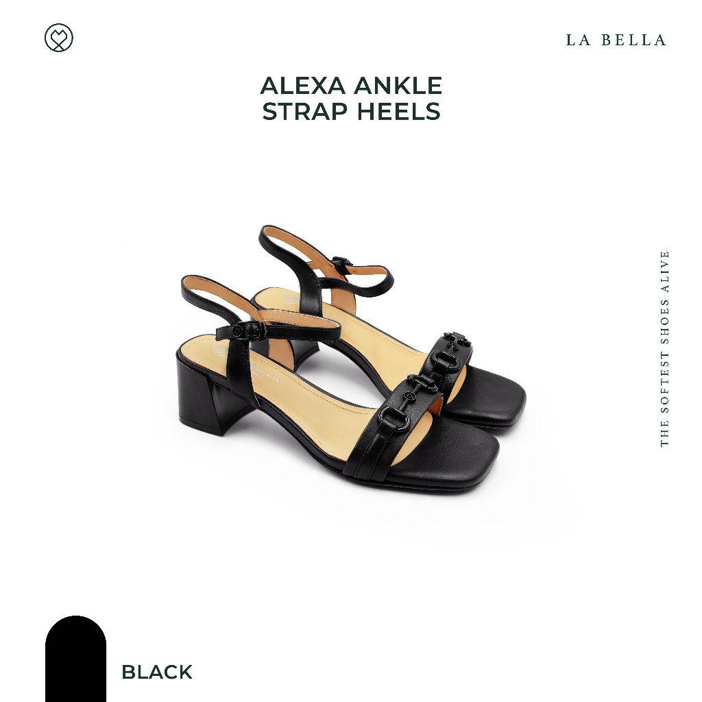 LA BELLA รุ่น ALEXA ANKLE STRAP HEELS - BLACK
