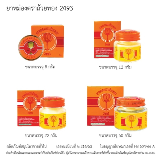 [ยาสามัญประจำบ้าน] ยาหม่อง ตราถ้วยทอง ยาหม่องน้ำตราถ้วยทอง 2493 ใช้สูดดม