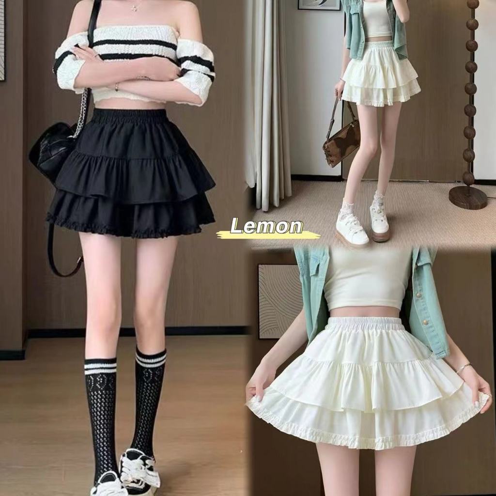 Lalisa พร้อมส่ง กระโปรงพลีทสั้นผู้หญิง Y2k ทรงเอ เข้ารูป สีพื้น แต่งระบาย เอวสูง มีซักใน เซ็กซี่ สำหรับนักเรียน