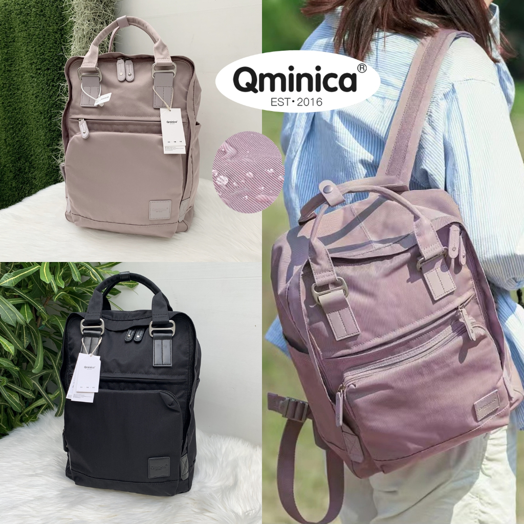 Qminica ของแท้100% Laptop backpack (Water Repellent ผ้าไล่น้ำ) กระเป๋าเป้สะพายหลัง