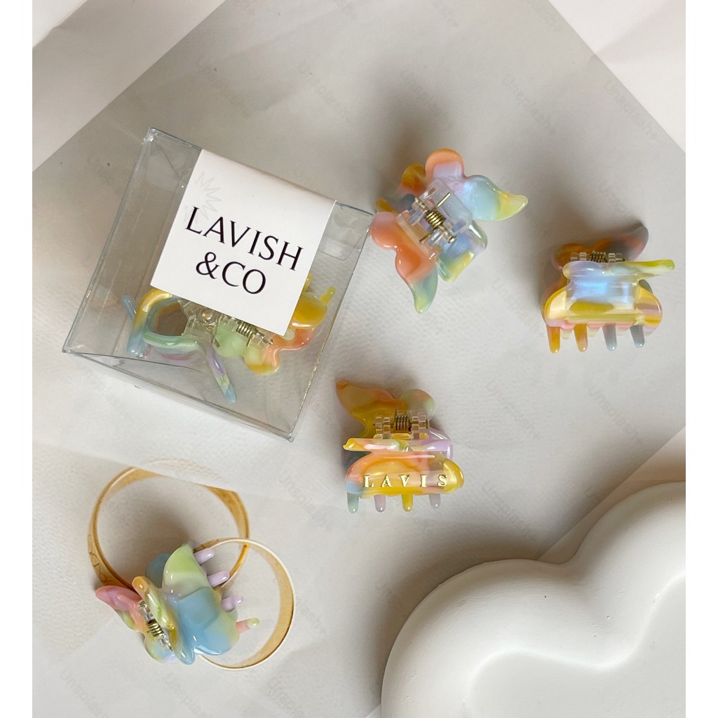 [ พร้อมส่ง ] Acetate Hair Clip รุ่น Rainbow ขนาด 3.8 ซม (ขายเป็นคู่) วัสดุรักษ์โลกย่อยสลายได้ตามธรรมชาติ ฟรีติดชื่อ