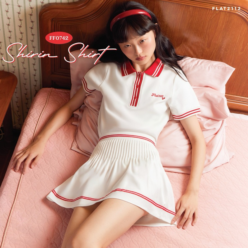 FLAT2112 FF0742 : SHIRIN SHIRT เสื้อเชิ้ตผู้หญิง คอปก สีแดง