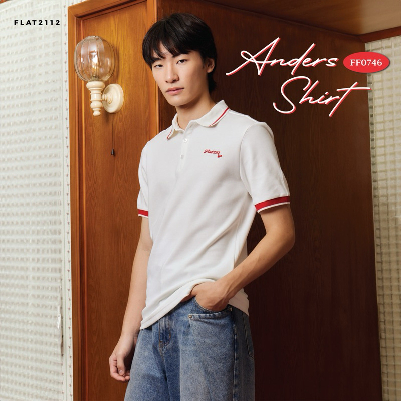 FLAT2112 FF0746 : ANDERS SHIRT เสื้อเชิ้ตผู้ชาย คอปก สีขาว