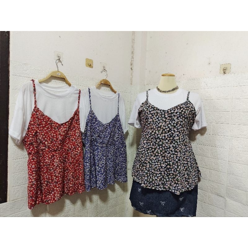 เสื้อยืด+ สายเดี่ยว ลายดอกเดซี่อก 40-50
