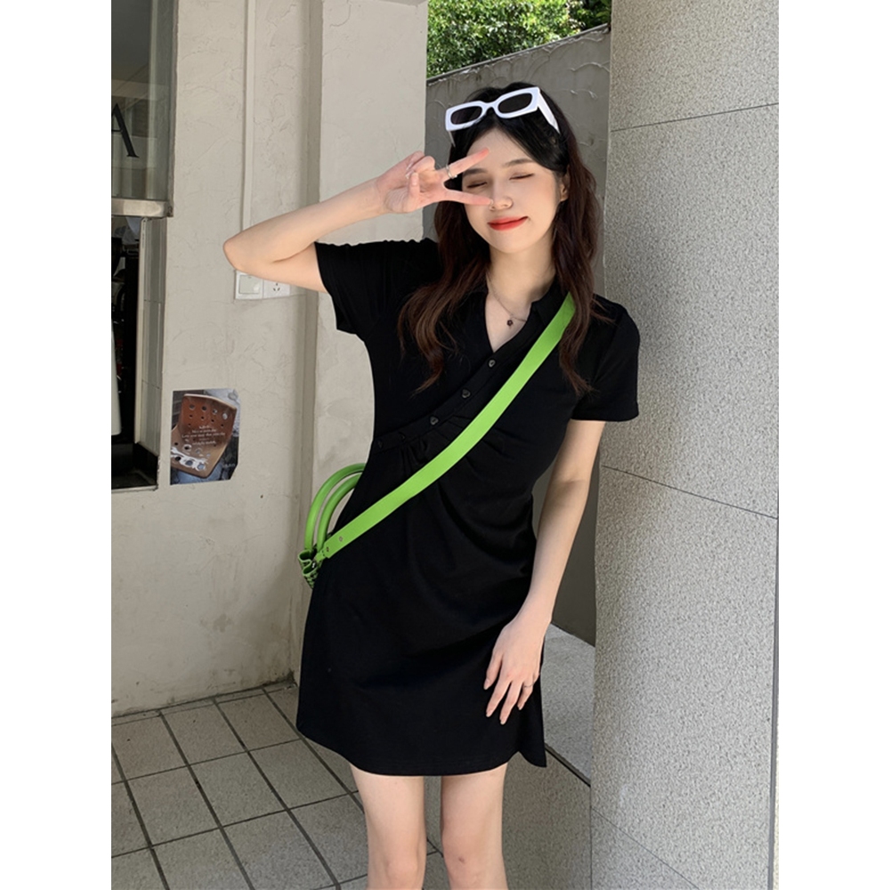 🔥70% OFF วันนี้เท่านั้น🔥40-75KGชุดเดรสพลัสไซส์ ชุดเดรสลำลองสไตล์เกาหลี ดีไซน์เพรียวบาง กระโปรงจับจีบ เชิ้ตยาวปานกลาง - รูปที่ 2