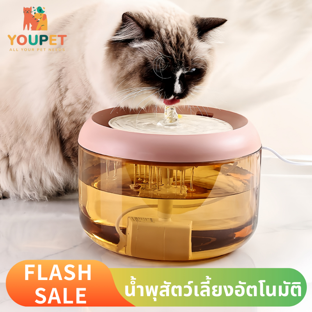 น้ำพุแมว น้ำพุสัตว์เลี้ยงอัตโนมัติ  เครื่องให้น้ำสัตว์เลี้ยงอัตโนมัติ USB ชาร์จไฟ ใช้พลังงานต่ำ วัสดุปลอดภัย ของแท้