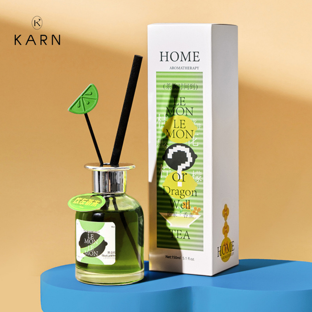 HOME ก้านไม้หอมพร้อมไม้ปักรูปเลม่อนแสนน่ารัก 150ml ขจัดกลิ่นไม่พึงประสงค์ในบ้าน กระจายกลิ่นได้ดี ขวดสวยตกแต่งบ้าน