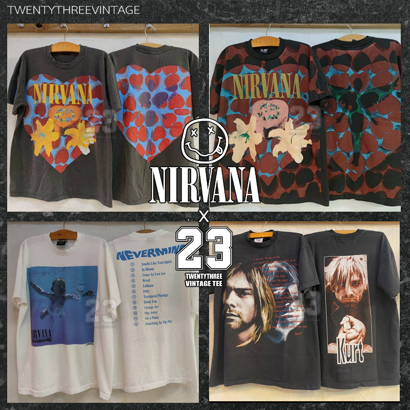 [ 23 ] X [ NIRVANA ] เสื้อวินเทจ ป้ายUSA ฟอกไบโอ นุ่มพิเศษเสื้อทัวร์ วงร๊อค HSB / SLIVER / IN UTERO / เด็กเก็บแบงค์