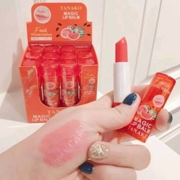 (A23) ลิปมันเปลี่ยนสีแตงโม ออกสีแดงระเรือสดใส กลิ่นหอม