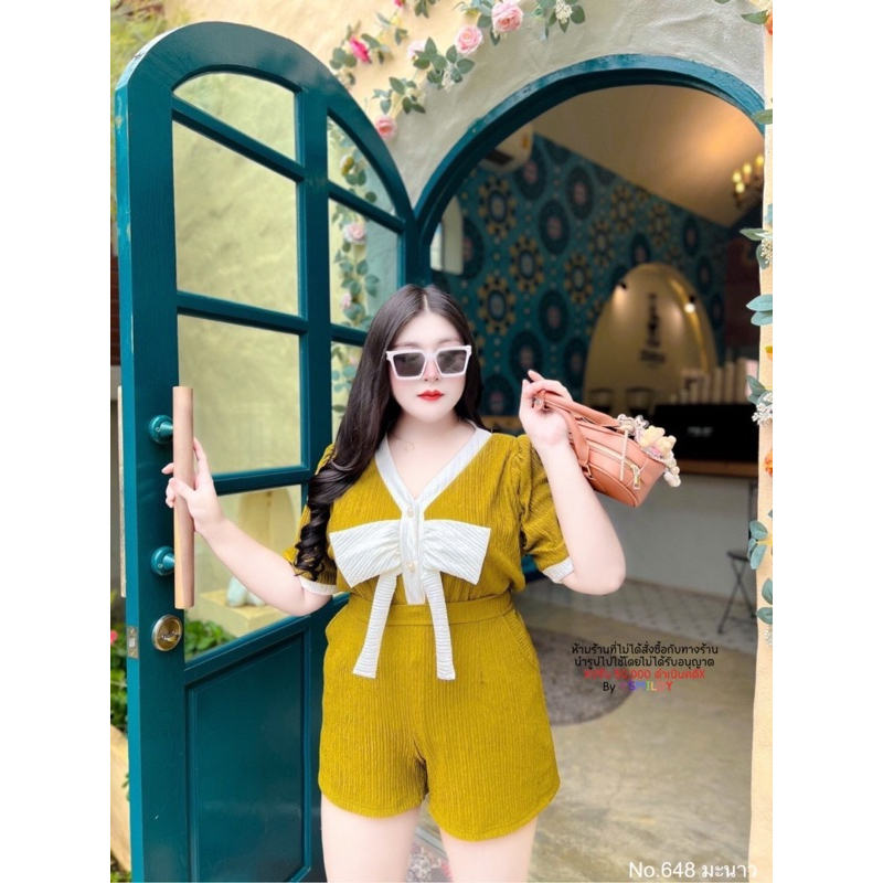 สาวอวบ ชุดเซ็ตสาวอวบ เซ็ตไอดอล โบว์หน้า ขาสั้น อก 40 42 44 46 48 50 52 54 56 - รูปที่ 5