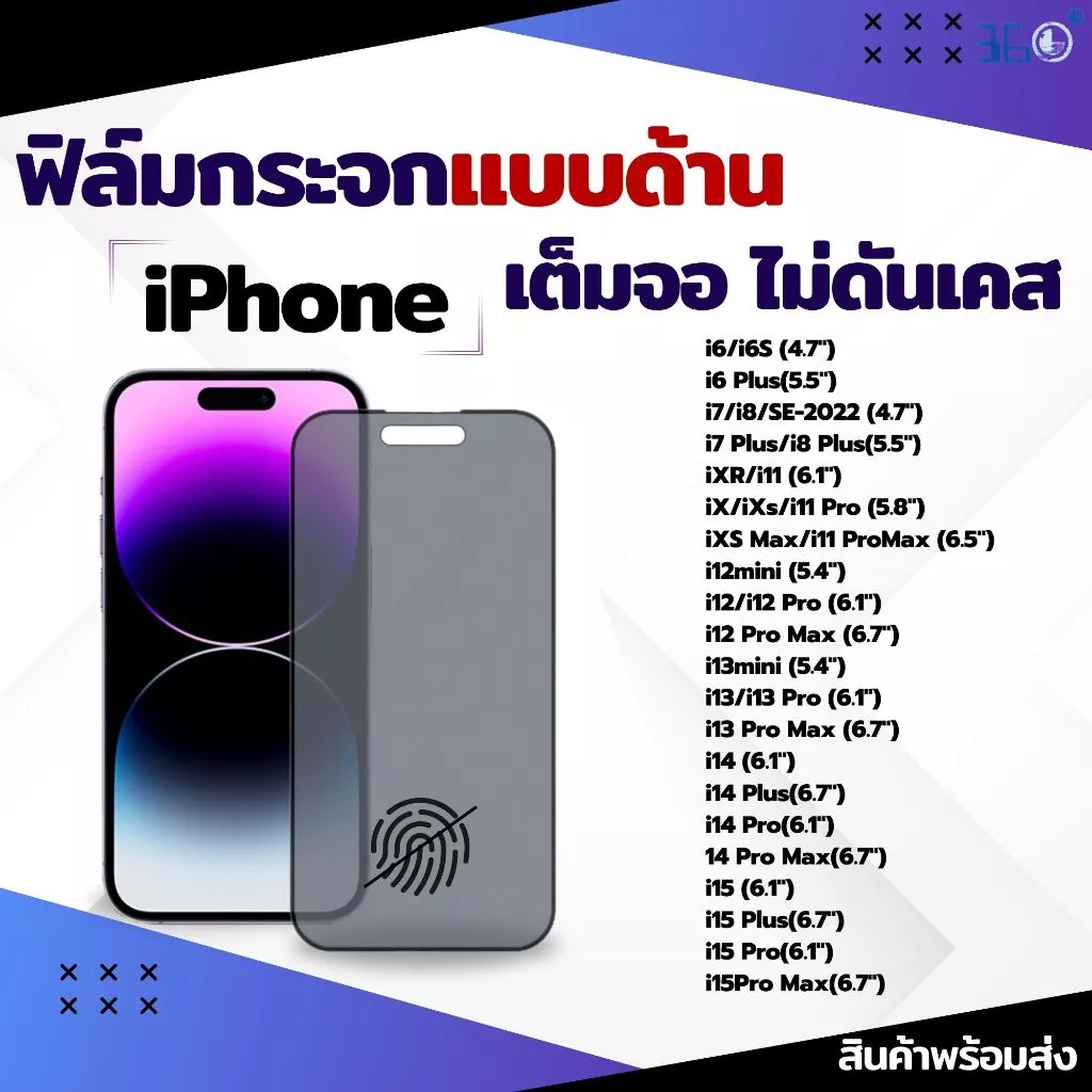 [🇰🇷360°] ฟิล์มด้าน iphone AG เต็มจอ ฟิล์มไอโฟน 18 18Pro 18Promax 17e 13 Air 11 17ProMax 12 17Pro