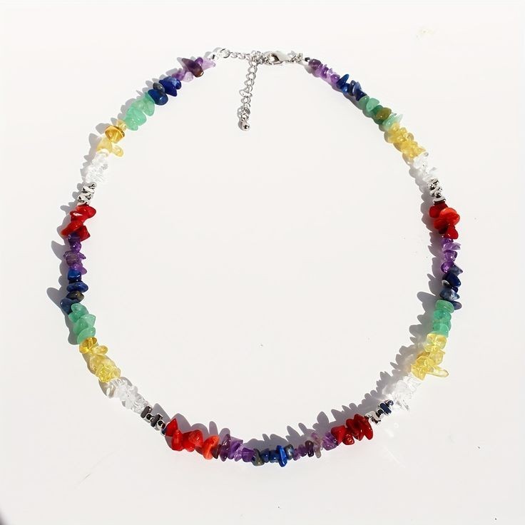 สร้อยคอหินแตกสลับสี สวยมาก พร้อมส่ง