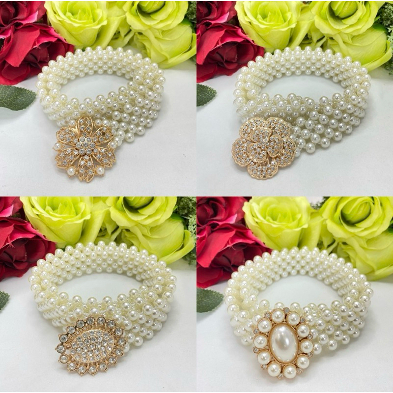 [พร้อมส่ง ] เข็มขัดมุกไทย เข็มขัดชุดไทย ยาว 27” (ฟรีไซส์ เอว 24-34”) เข็มขัดผู้หญิง หัวประดับมุก