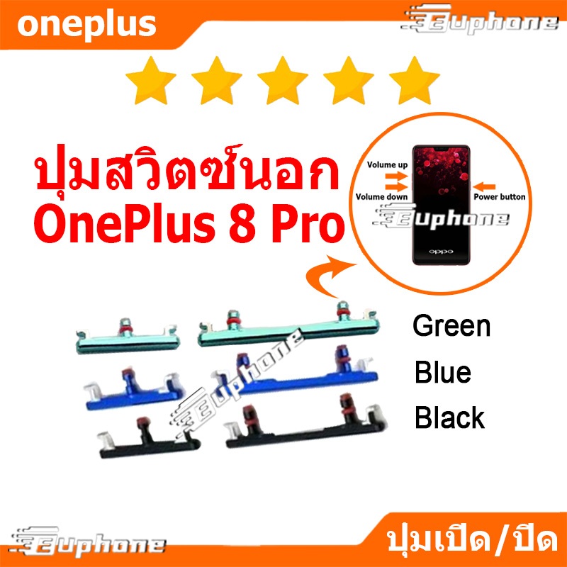 ปุ่มกดสวิทช์ด้านนอก Oneplus 8 Pro ปุ่มเปิดปิด ปรับระดับเสียงขึ้นลง ปุ่มลดเสียง ปุ่มเพิ่มเสียง ON OFF+VOLUME BUTTON
