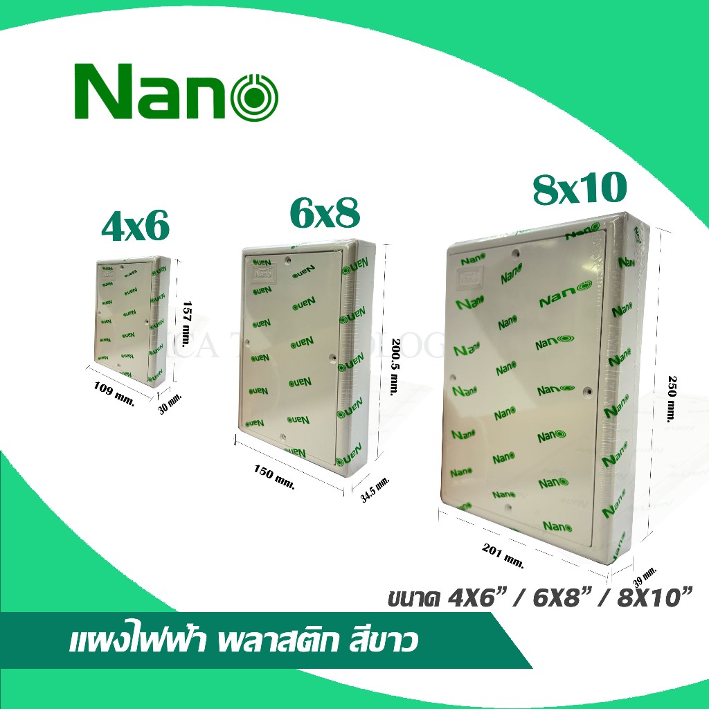 เเผงไฟ แผงไฟพลาสติก PVC แผงพลาสติก Nano ขนาด 4x6" / 6x8" / 8x10" แป้นพลาสติก สีขาว