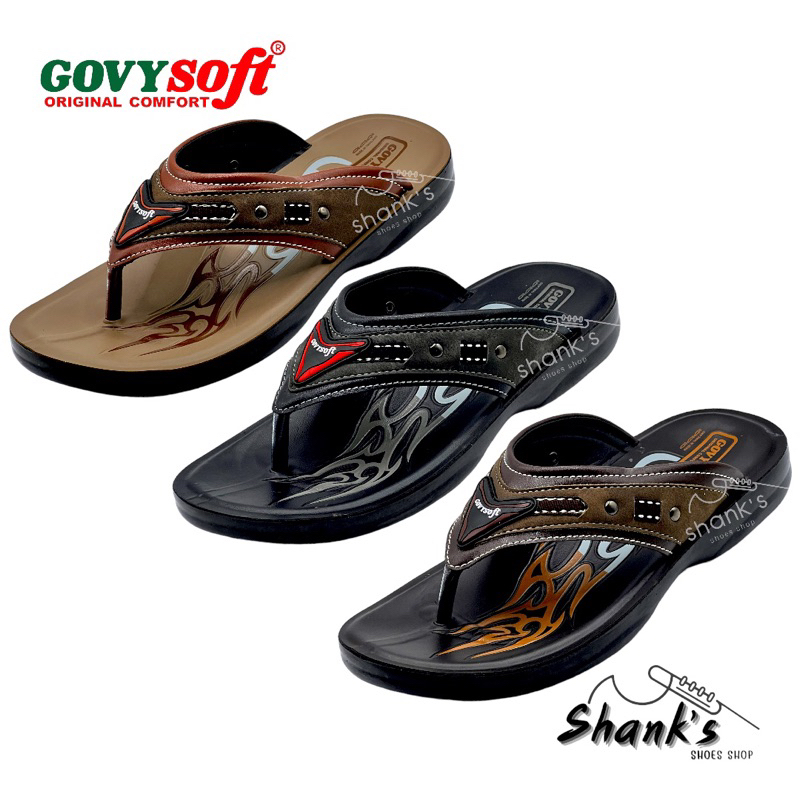 ของแท้ %ส่งไว Govysoft PU รองเท้าแตะหูหนีบ รองเท้าแตะแบบหนีบ รุ่น 1066 Size39-43