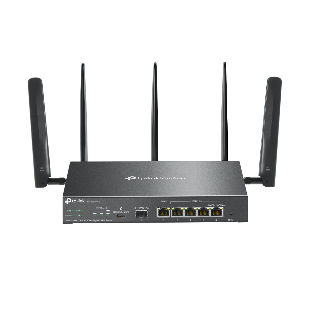 (ประกัน 3ปี) TP-Link Omada ER706W-4G  4G+ Cat6 AX3000 Gigabit VPN Router เราเตอร์ วีพีเอนเราเตอร์ - 