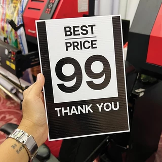 ป้ายราคา A4 และ A5 ป้ายสติ๊กเกอร์ติดฟิวเจอร์บอร์ด ป้ายราคาสำเร็จรูปกันน้ำ ราคาสวยๆ ใส่ราคาเองได้