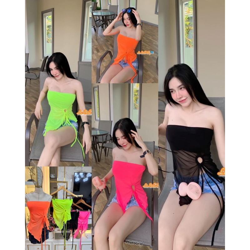 mnv_shop เกาะอกเสริมฟองน้ำ ผ้าซีทรู รูดข้าง