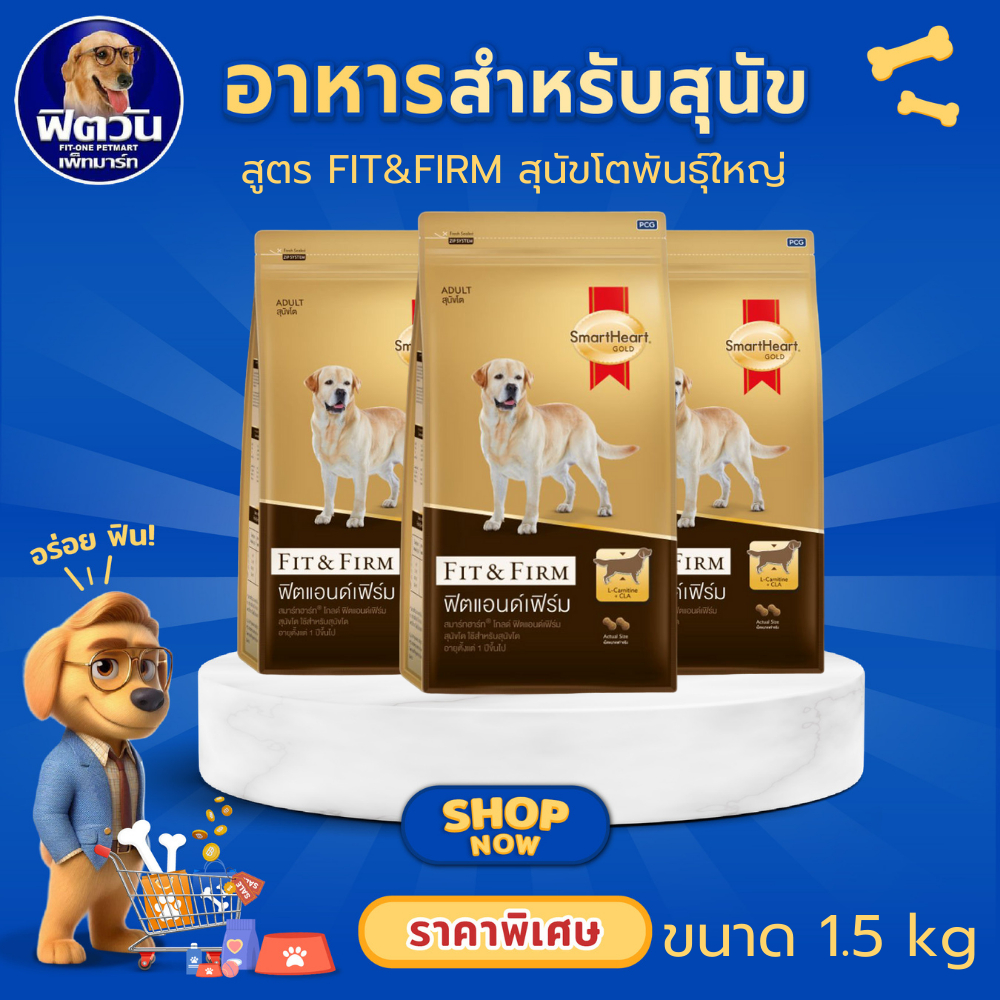 SmartHeart Gold Fit & Firm Adult Large Breed อาหารเม็ด สำหรับสุนัขโต 1 ปีขึ้นไป ขนาด 1.5 กิโลกรัม{อาหารสุนัขเม็ด}