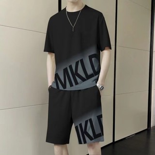 [เสื้อยืด + กางเกงขาสั้น] เสื้อผ้ากีฬาลำลองสำหรับบุรุษกลางแจ้งแห้งเร็วระบายอากาศเสื้อยืดแขนสั้นคอกลมขนาดใหญ่วิ่งออกกำลัง