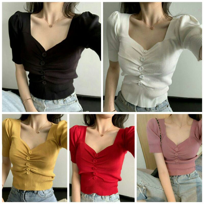 เสื้อไหมพรม แต่งกระดุมหน้า  มือ1 – โปรปัง