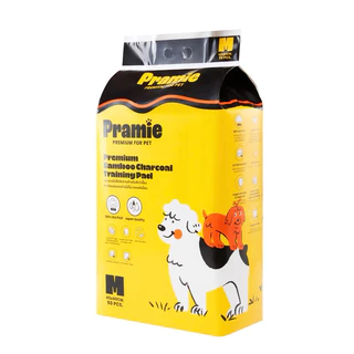 [แพ็ค3] Pramie Premium Training Pad แผ่นรองซับฝึกขับถ่ายผสมชาโคล : Size M 45x60 ซม. 3 แพ็ค
