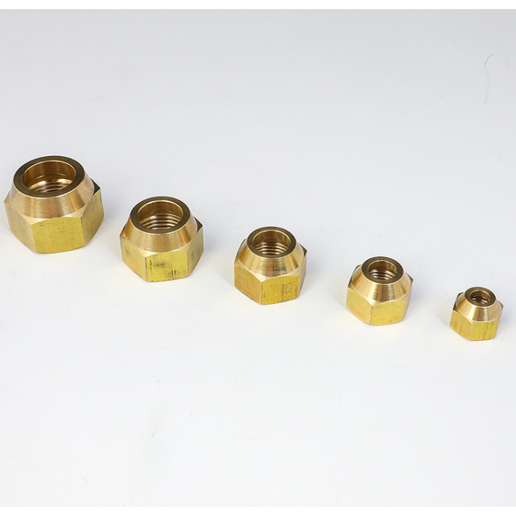 แฟร์นัททองเหลือง น็อตตัวเมีย หกเหลี่ยม (flare nut) 1/4", 3/8", 1/2", 5/8"