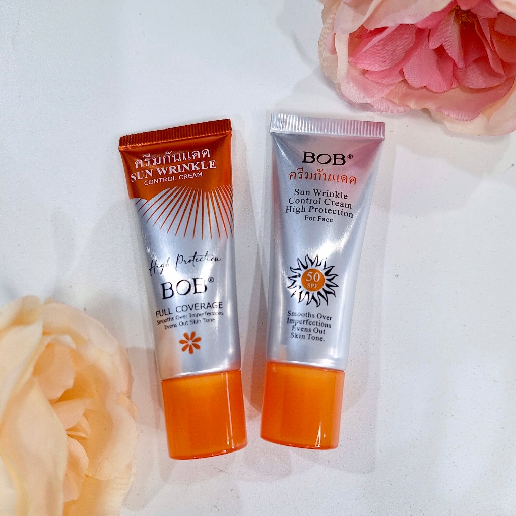 (173C-B) BOB Sun Wrinkle Control Cream SPF50 ครีมกันแดด เนื้อสีขาว และสีเบส เนื้อบางเบา กันน้ำ (ขนาด 25 ก.)