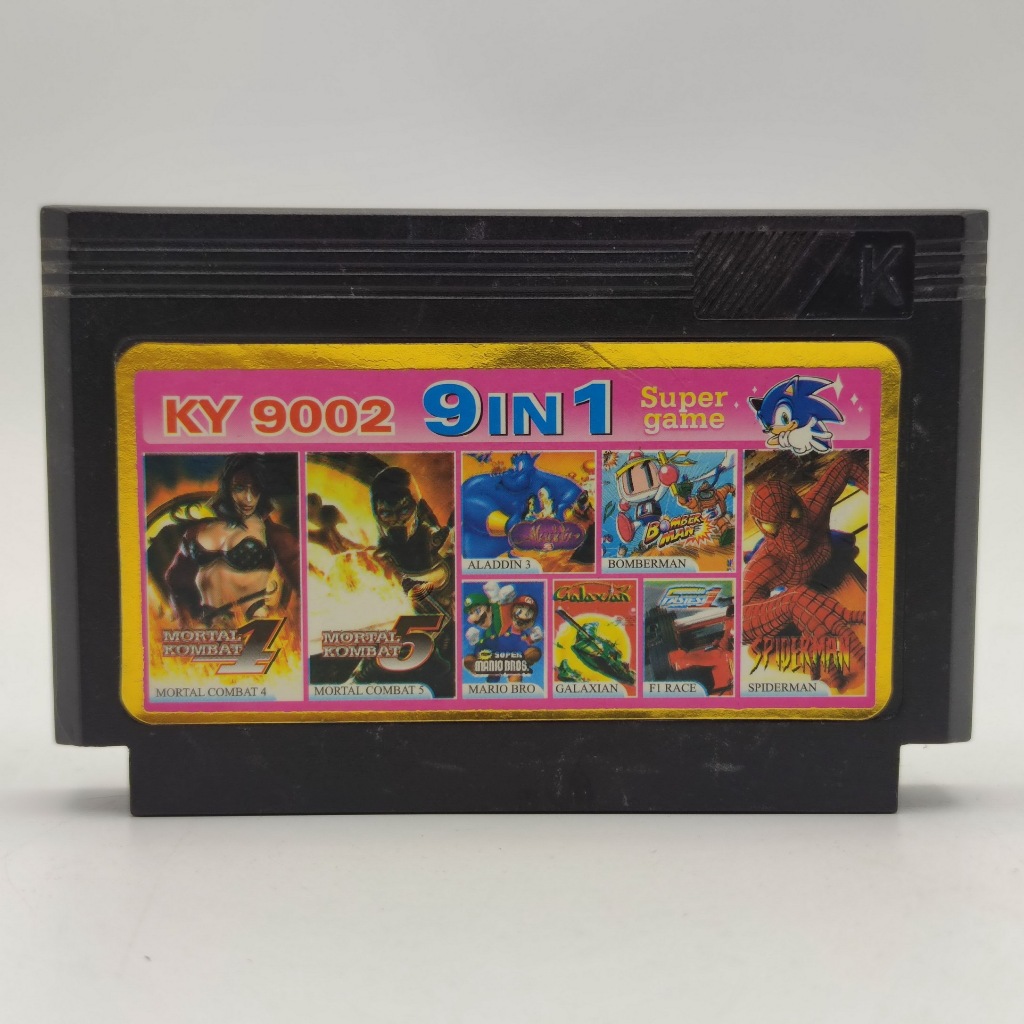 Famicom 9 in 1 ตลับก๊อป รวมเกม [bootleg][FC] Mortal Combat , Spiderman , Aladdin , Bomberman etc ..