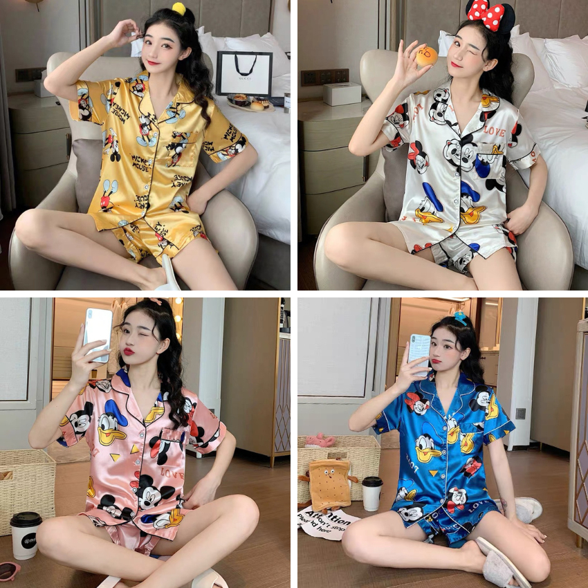 ชุดนอน ชุดนอนลายการ์ตูน ชุดนอนผ้าซาติน แขน-ขาสั้น ลายการ์ตูน ชุดนอน ชุดนอนผ้าซาติน ลายมาใหม่เพียบ สินค้าพร้อมส่ง
