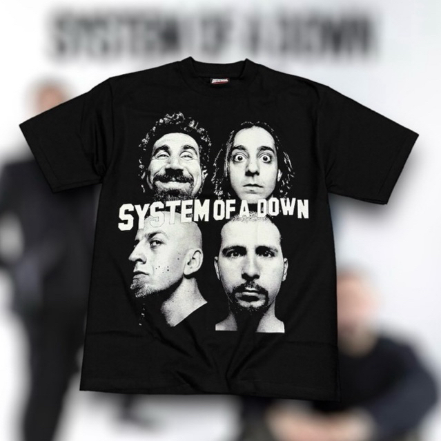 เสื้อยืดคอฟิต รุ่น System of a Down สีดำ/สีดำเฟด