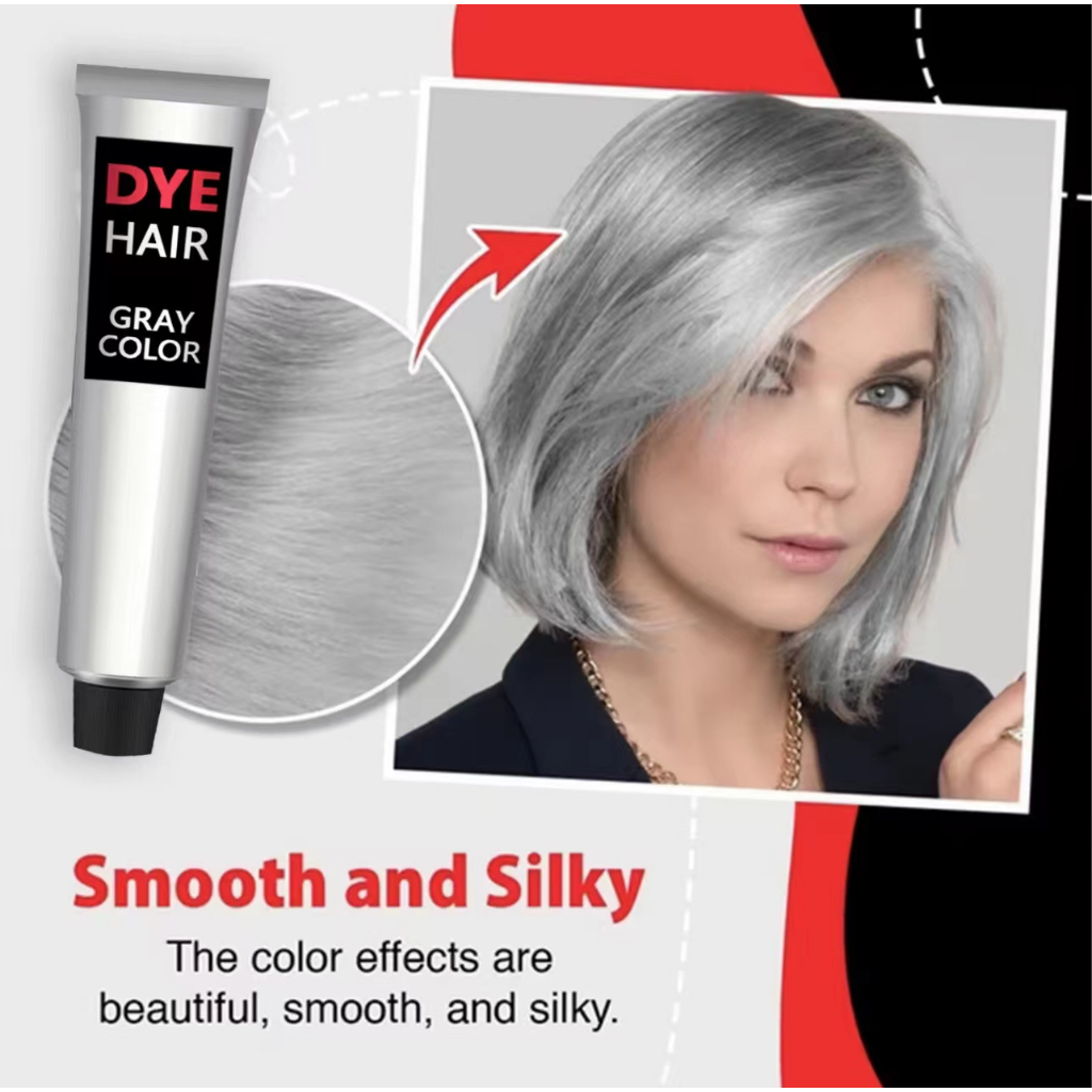 【ซื้อ 1 แถม 1】ครีมย้อมผมสีเทา สีผมไฮโซสุดฮิต สีผมสวยๆ ไม่ทำลายเส้น สีเทาเงิน มีสไตล์