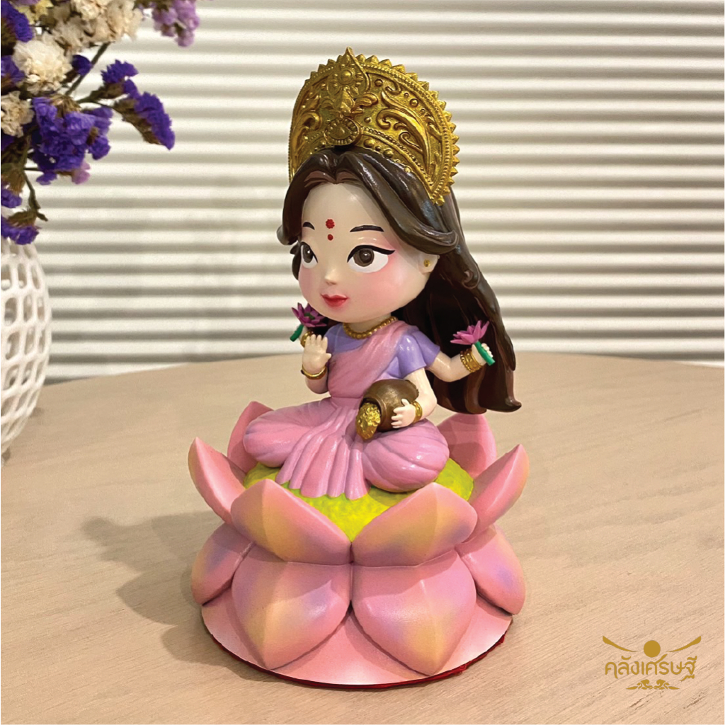 พระแม่ลักษมี [มีประกัน] ขนาดตั้งบูชา เสริมดวงความรัก สูง7นิ้ว วัสดุเรซิ่น ประทานความสำเร็จและการเงิน
