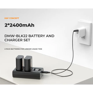 K&F DMW-BLK22 Charger LCD Screen and 2 Pack Battery