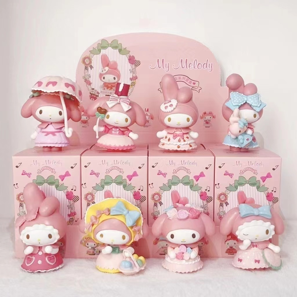 #พร้อมส่ง จุ่มโมเดล Sanrio Mymelody ยกกล่อง 8 ตัวจุกๆ แบบไม่ซ้ำ งานน่ารักมากก สีหวานๆ