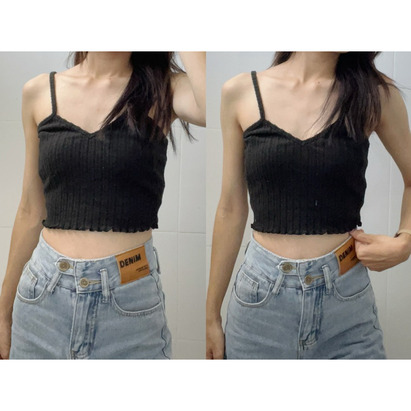 Outfits.mae พร้อมส่ง ❤️ Sexy top ♡ เสื้อสายเดี่ยวแฟชั่น (ปรับสายได้) ผ้าร่องขนนุ๊มมใส่สบาย