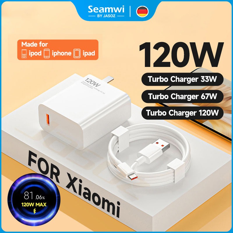 COD Seamwi ชุดชาร์จเร็ว 120W FastCharge 6A ซูเปอร์แฟลชชาร์จ สายชาร์จข้อมูลแบบเร็ว การชาร์จแบบเทอร์โบ