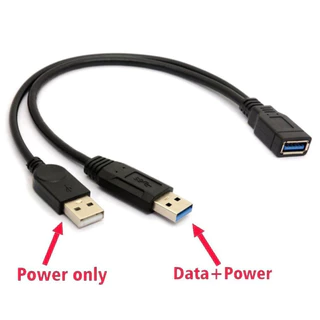 USB 3.0 สายพ่วง Y Splitter (2M / 1F) สายพ่วงสำหรับ2.5นิ้วเอ็กซ์เทอร์นัลฮาร์ดดิสก์ SSD อุปกรณ์คอมพิวเตอร์