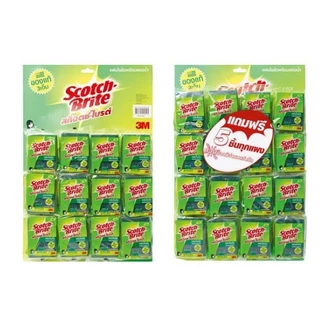 สก๊อตช์-ไบรต์ใยขัดพร้อมฟองน้ำเล็ก 3x4 นิ้ว แพ็ค 24 ชิ้นแถมฟรี5ชิ้นในแผง