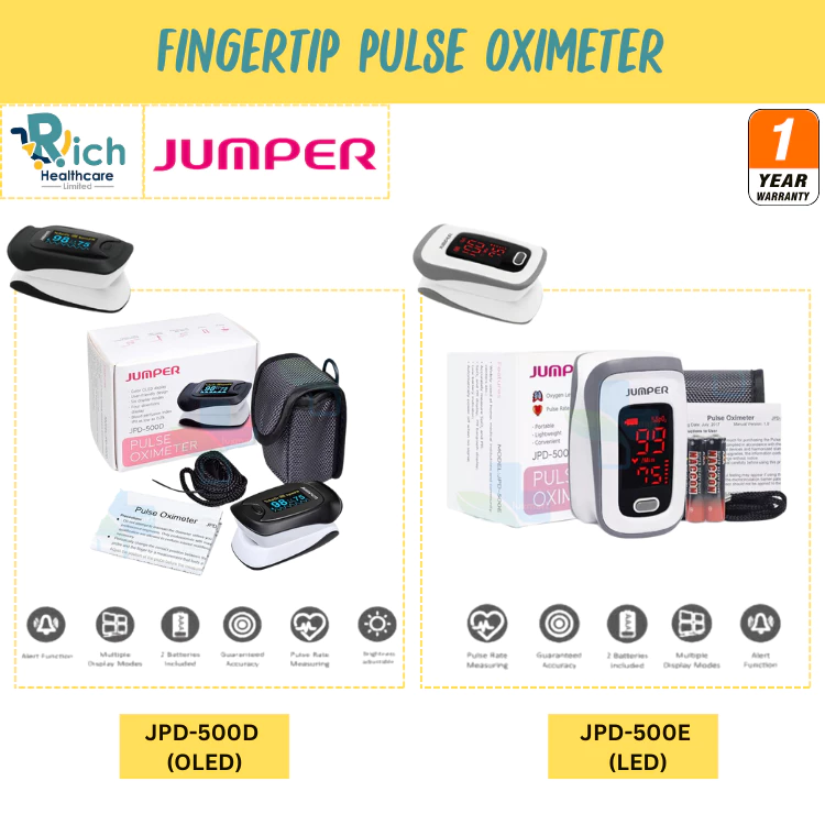 Jumper Fingertips Pulse Oximeter เครื่องวัดออกซิเจนปลายนิ้ว รุ่น JPD-500D (OLED) / JPD-500E (LED) [ประกัน 1 ปี]