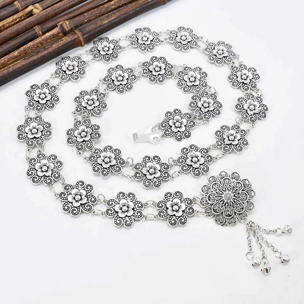 เข็มขัดอีสาน Vintage jewelry ชุดล้านนาไท เข็มขัด เงินโบราณ สีทอง สีเงิน เอว39นิ้ว