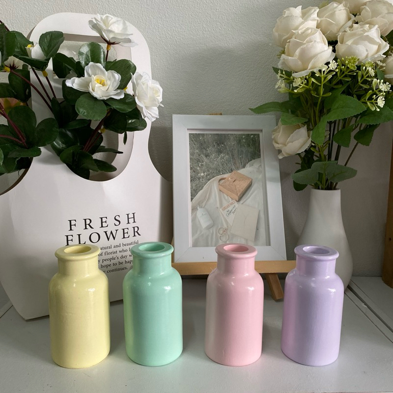 แจกันตกแต่งห้อง ทรงขวด โทนพาสเทล