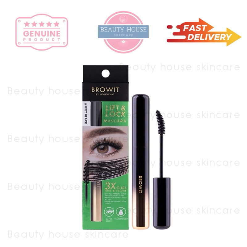 [ถูก&แท้] บราวอิท ลิฟต์แอนด์ล็อกมาสคาร่า 6g Browit By Nongchat Lift & Lock Mascara #Sexy Black
