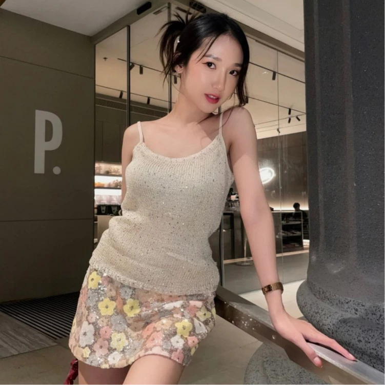 LaylaTopเสื้อไหมพรมปักเลื่อมมีซับในให้ไม่คัน