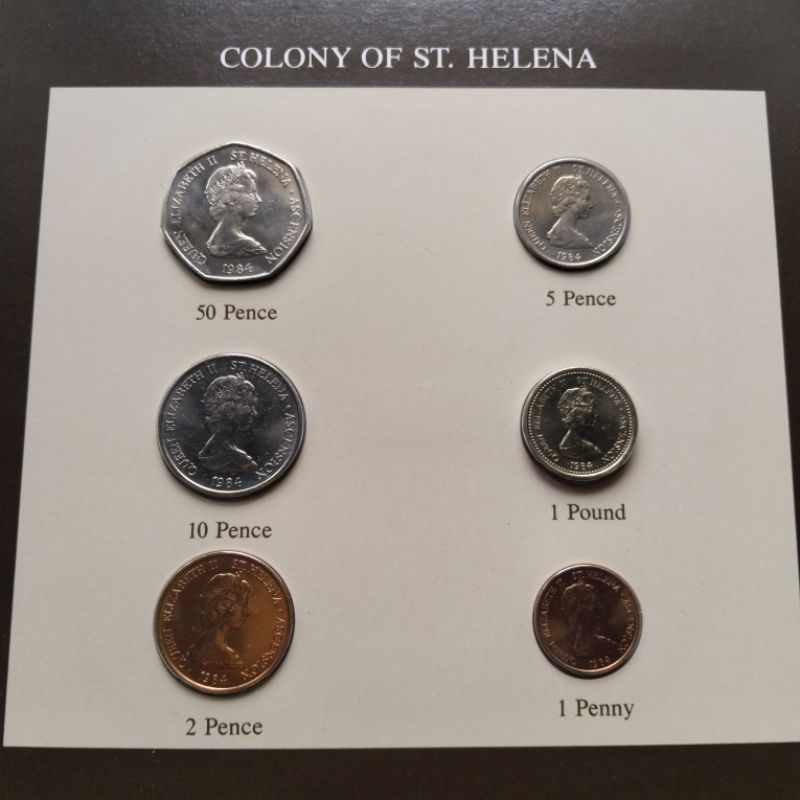 35)ชุดเหรียญ Colony of ST.Helena ปี 1984ไม่ผ่านใช้