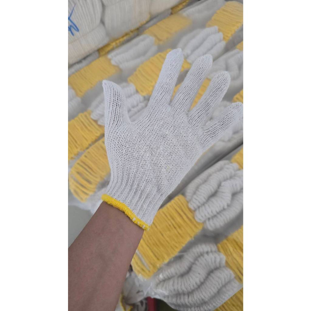 ถุงมือผ้าคอตตอน  ถุงมือช่าง สีขาว น้ำหนัก 600 กรัม ฺBrand T2PLUS 10โหล (120 คู่)