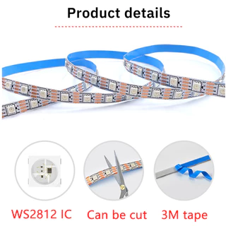 แถบไฟ Led WS2812B DC5V 60 ดวง/M ยาว 2ม. 5ม. ยืดหยุ่น แถบไฟ Led Strip ตัวควบคุมเพลง LED บลูทูธ สายไฟ Led
